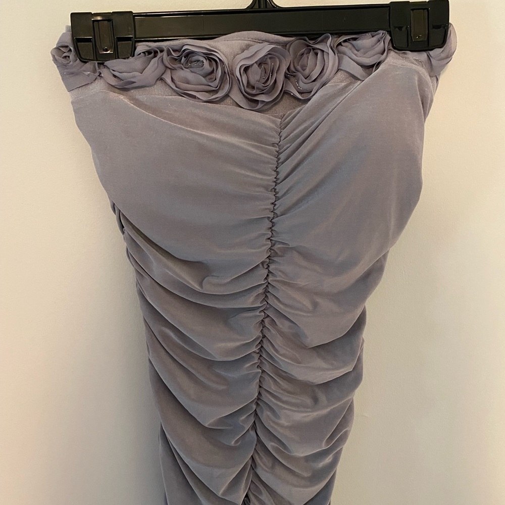 Gray ruched tube top with roses